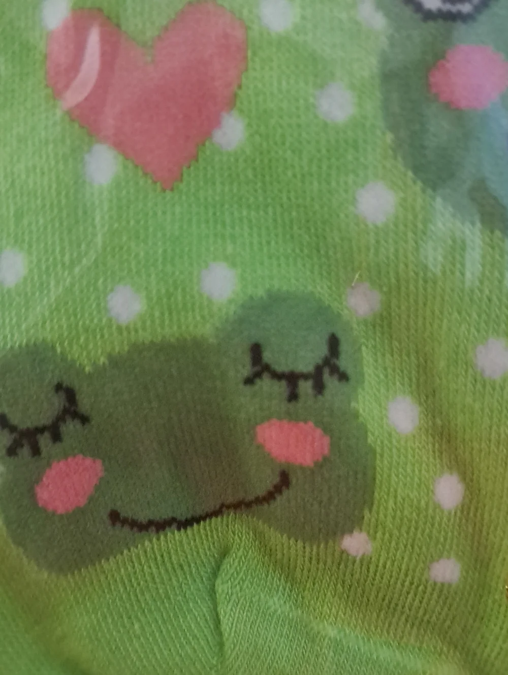 1 Pair Green Frog Socks with Hearts, Adult OS